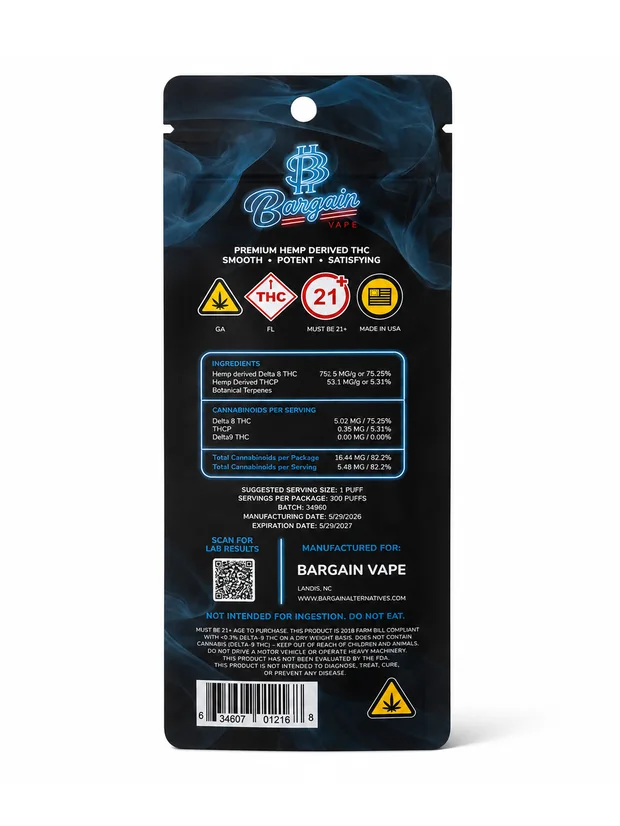 Berry Punch sleeve, back with ingredients and compliance panel