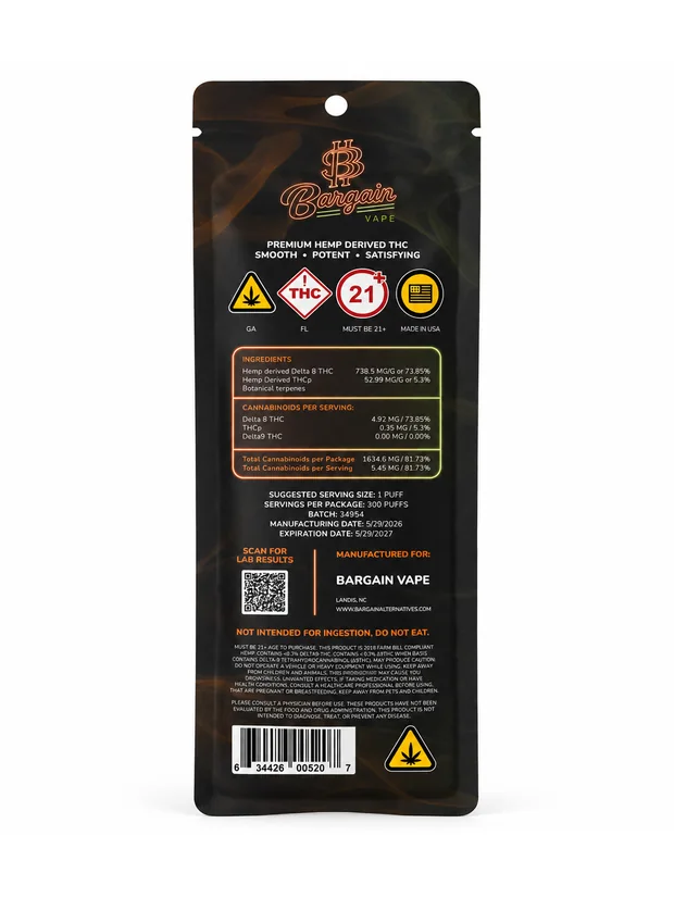 Mimosa sleeve, back with ingredients and compliance panel