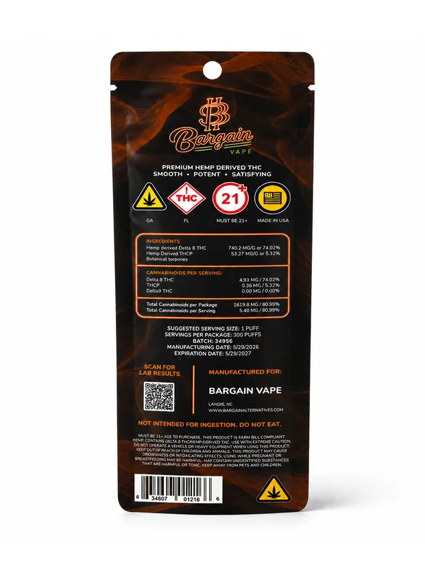 Slurricane sleeve, back with ingredients and compliance panel